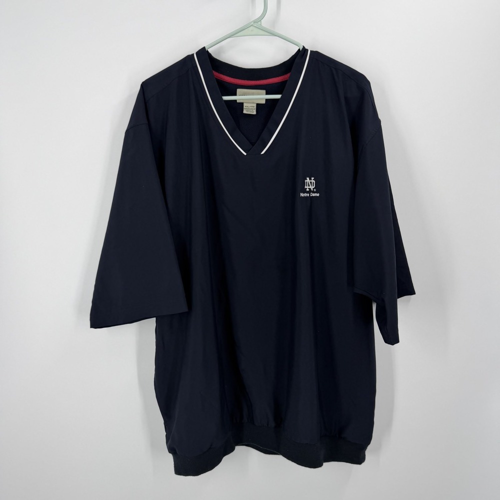 Cutter & Buck Golf Pullover Men XXL Navy Notre Dame Logo V-Neck Windshirt